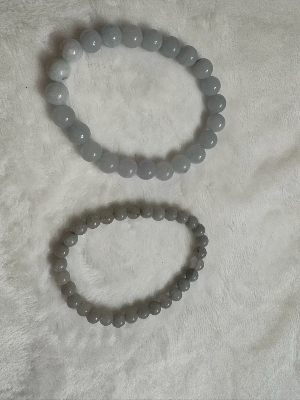 Light Blue Crystal Beaded Stretch Bracelets - Set of 2